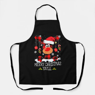 Merry Christmas Ya ll Buffalo Red Plaid Reindeer S Apron