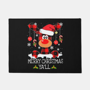 Merry Christmas Ya ll Buffalo Red Plaid Reindeer S Doormat