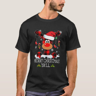 Merry Christmas Ya ll Buffalo Red Plaid Reindeer S T-Shirt