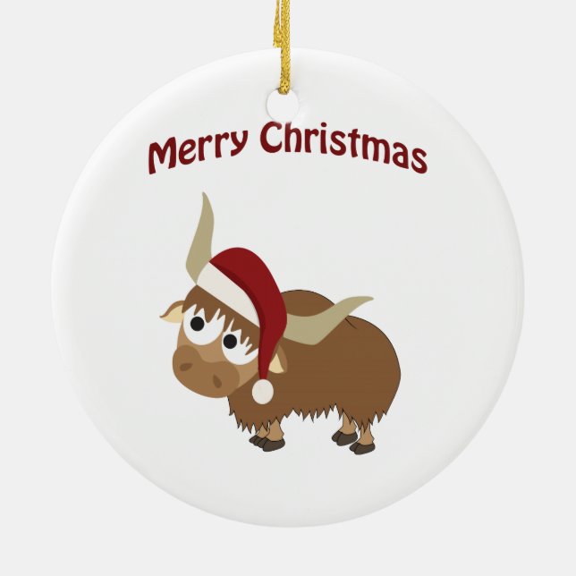 Merry Christmas! Yak Ceramic Tree Decoration (Back)
