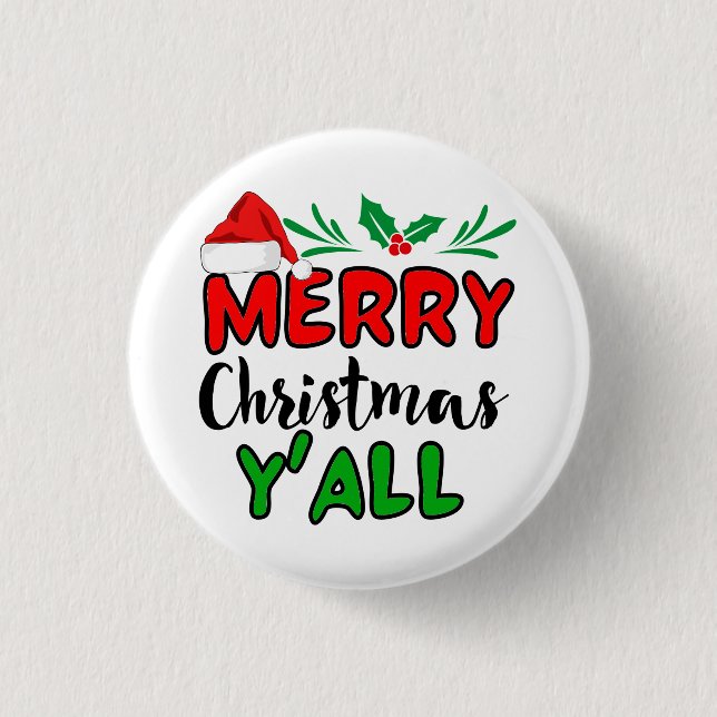 Merry Christmas Y'all  3 Cm Round Badge (Front)