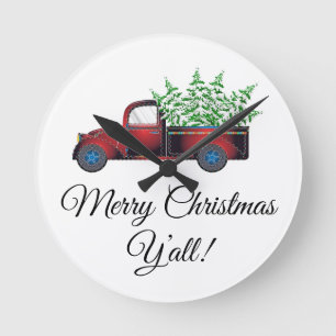 Merry Christmas Y'all Acrylic Wall Clock