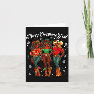 Merry Christmas Y'all Black Cowgirls African Chris Card