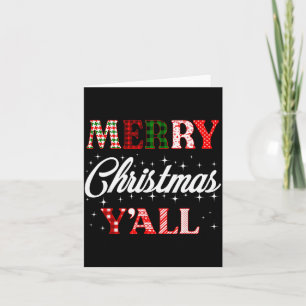 Merry Christmas Y'all Buffalo Plaid Pajamas Xmas C Card
