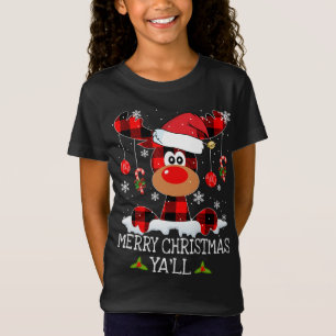 Merry Christmas Ya'll Buffalo Red Plaid Reindeer S T-Shirt