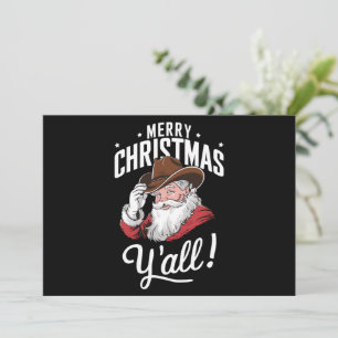 Merry Christmas Y'all Country Cowboy Santa Claus Holiday Card
