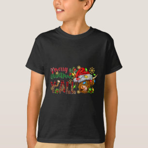 Merry Christmas Y'all Cute Highland Cow Christmas T-Shirt