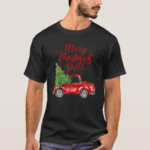 Merry Christmas Y'all Funny Vintage Style Farm Red T-Shirt