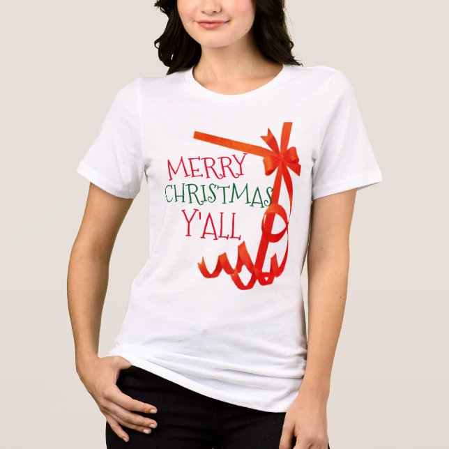 merry christmas y'all gift wrapper shirt design (Front)