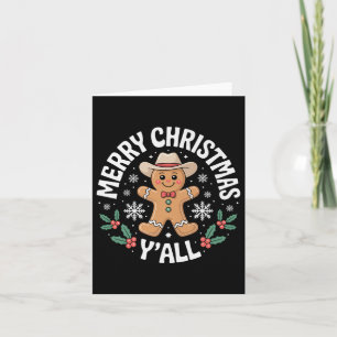 Merry Christmas Yall Gingerbread Cowboy Howdy West Card