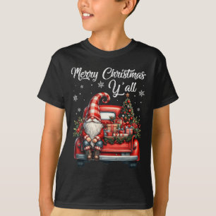 Merry Christmas Yall Gnome Truck Buffalo Plaid Paj T-Shirt