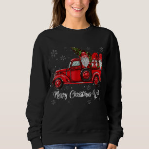 Merry Christmas Y'all Gnomes Santa Retro Red Truck Sweatshirt
