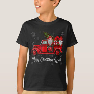 Merry Christmas Y'all Gnomes Santa Retro Red Truck T-Shirt