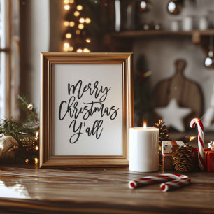 Merry Christmas Y'all, Holiday Decor Poster
