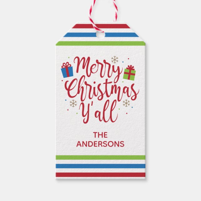 Merry Christmas Y'all Personalised Gift Tags (Front)