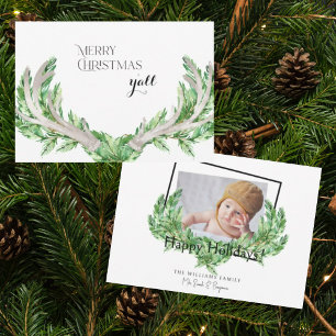 Merry Christmas Y'all Photo Holiday Antlers