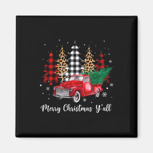 Merry Christmas Y'all Red Truck Christmas Family M Magnet