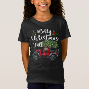 Merry Christmas Y'all Retro Red Plaid Car Christma T-Shirt