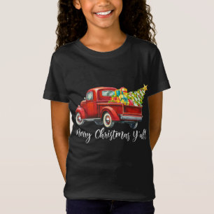 Merry Christmas Y'all Retro Red Truck Christmas Bo T-Shirt
