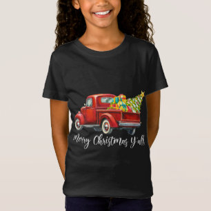 Merry Christmas Y'all Retro Red Truck Christmas Bo T-Shirt