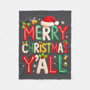 Merry Christmas Y'all Santa Crochet Knitting Quilt Fleece Blanket