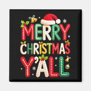 Merry Christmas Y'all Santa Crochet Knitting Quilt Magnet