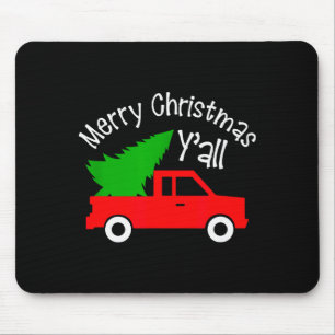 Merry Christmas Y'all Shirt Funny Cute Red Truck T Mouse Pad