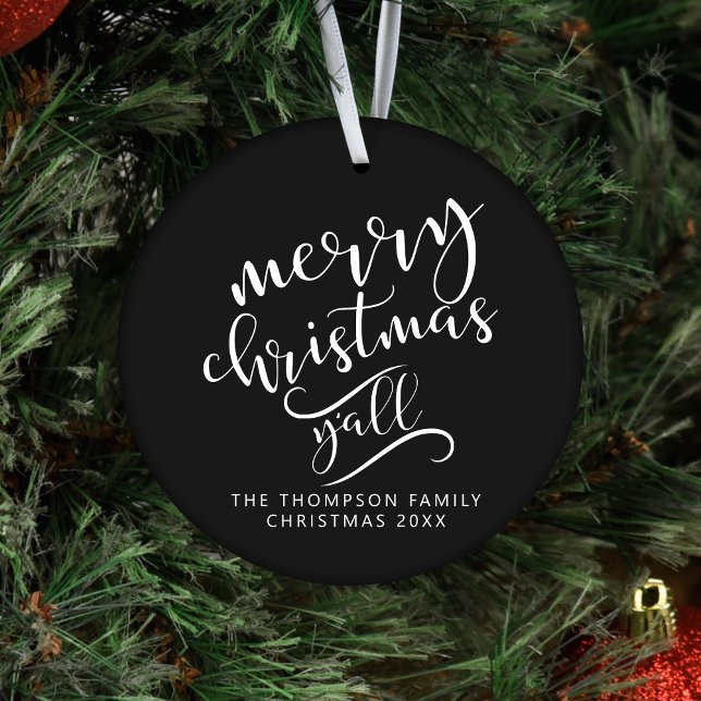 Merry Christmas Y'all Texas Holiday Photo Ceramic Tree Decoration (Creator Uploaded)