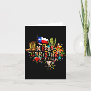 Merry Christmas Y'all Texas Map Santa Hat Mens Wom Card