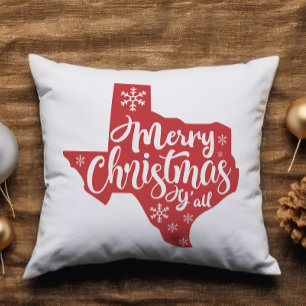 Merry Christmas Y'all Texas State  Cushion