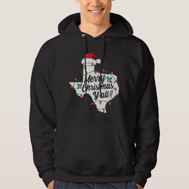 Merry Christmas Y'All Texas State Texan Family Hol Hoodie (Front)