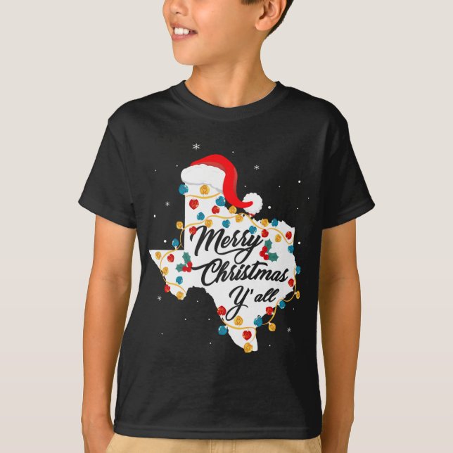 Merry Christmas YAll Texas State Texan Holiday T-Shirt (Front)