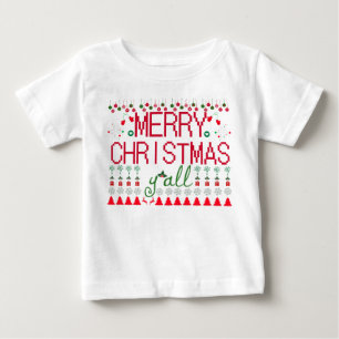 "Merry Christmas Y'all" Ugly Sweater Baby Tee