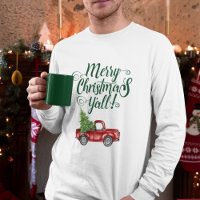 Merry Christmas Y'all Vintage Truck White Green