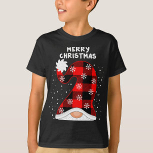 Merry Christmas Y'all With Gnomes Plaid Chequered  T-Shirt