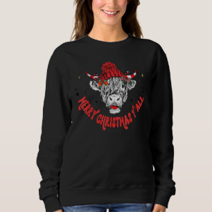 Merry Christmas Yall Xmas Cow Retro Winter Holiday Sweatshirt