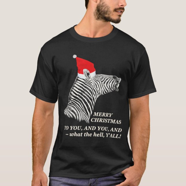 Merry Christmas Y'all  Zebra T-Shirt (Front)