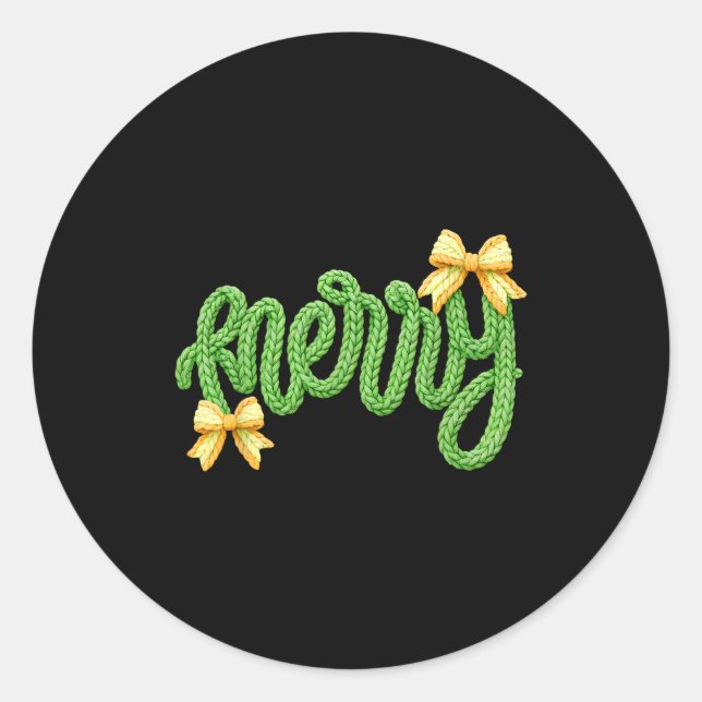 Merry Christmas Yarn Crochet Funny Xmas Pajamas Ho Classic Round Sticker (Front)