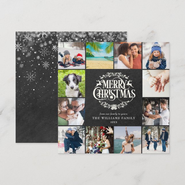 Merry Christmas Year In Review 12 Photo  Holiday Card (Front/Back)