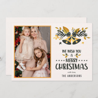Merry Christmas Yellow Family Photo Holiday Card