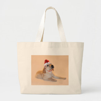 Merry Christmas - Yellow Lab Large Tote Bag