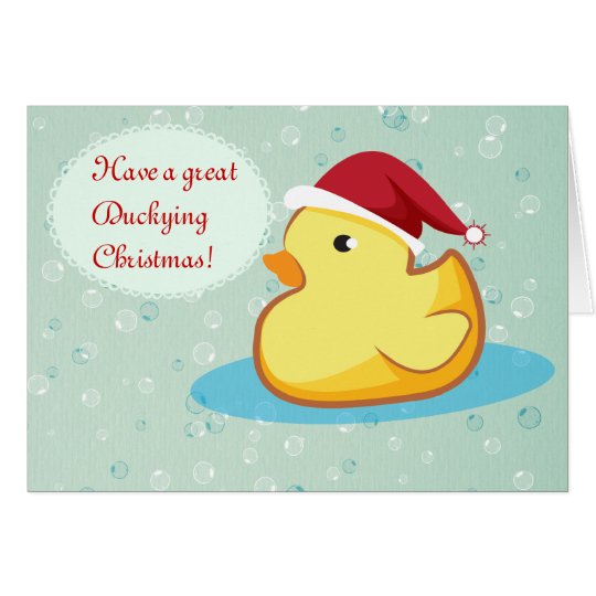Merry Christmas yellow rubber ducky greeting card