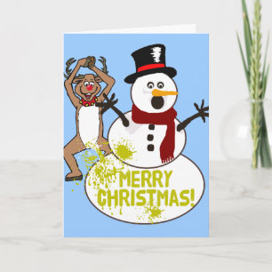 Merry Christmas Yellow Snow Holiday Card