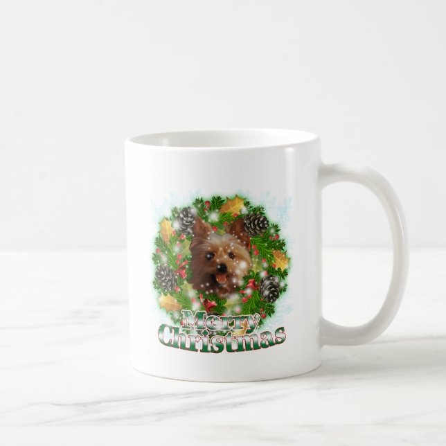 Merry Christmas Yorkie Coffee Mug (Right)