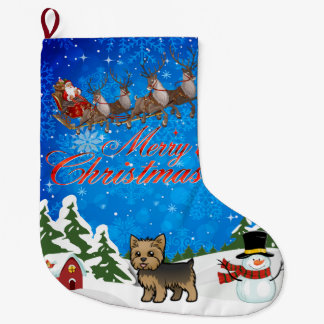 Merry Christmas Yorkie Large Christmas Stocking