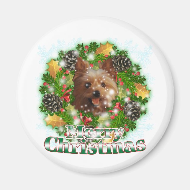 Merry Christmas Yorkie Magnet (Front)