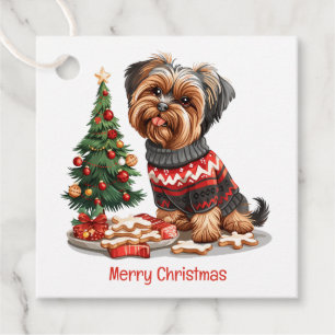 Merry Christmas Yorkshire Terrier Dogs Favour Tags