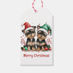 Merry Christmas Yorkshire Terrier Dogs Gift Tags