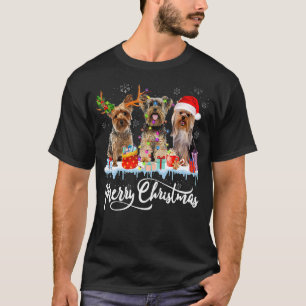 Merry Christmas Yorkshire Terrier Santa Reindeer L T-Shirt
