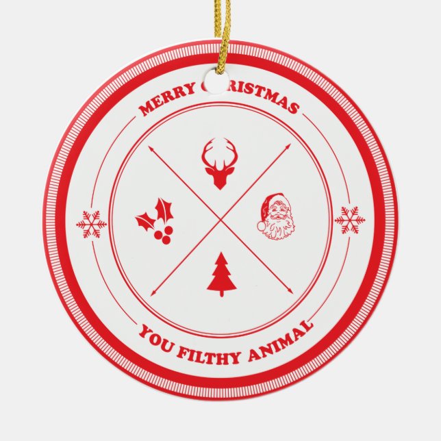 Merry Christmas You Filthy Animal Ceramic Tree Decoration (Front)